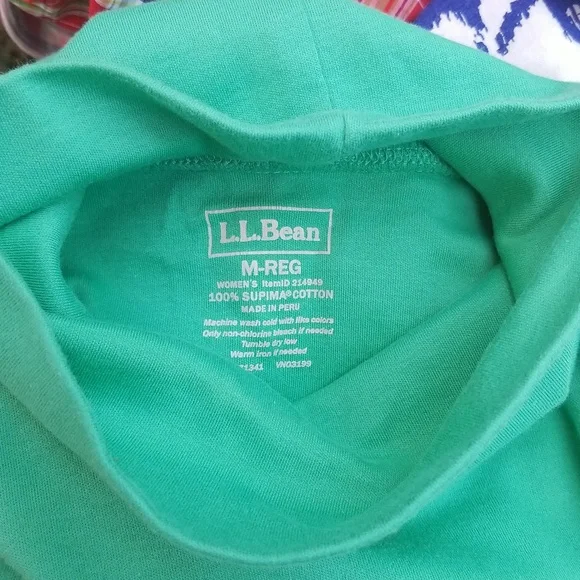 Bean Tops Ll Bean Supima Cotton Mock Neck Top Mint Green